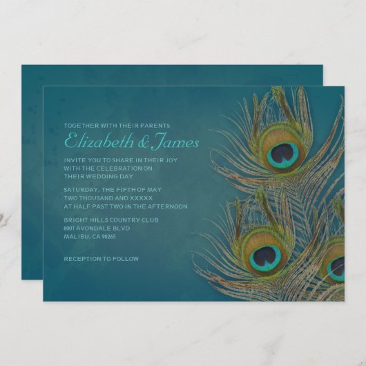 Peacock-feether-weddenschappen Kaart (Voorkant / Achterkant)