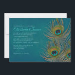 Peacock-feether-weddenschappen Kaart<br><div class="desc">vredestichtende huwelijksuitnodiging! vredestichtende veer bruiloft decor! turquoise peace vether alles ! Stop je zoektocht nu en koop deze van een soort pauw-veer die uitnodigt voor bruiloften die online beschikbaar zijn bij Zazzle. Geniet van de doe-het-zelfstijl door dit ontwerp van de uitnodigingskaart aan te passen met al uw trouwgegevens. Sparen uzelf...</div>