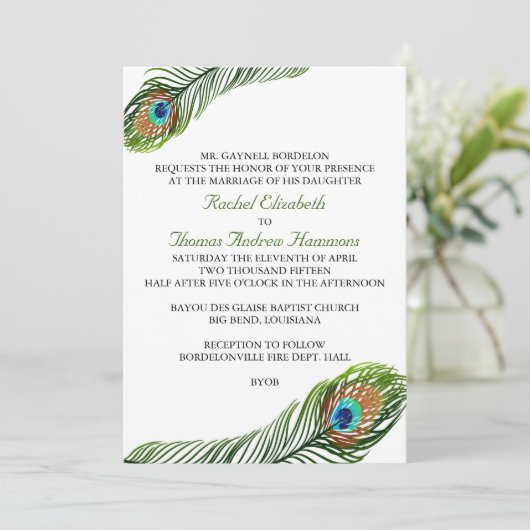 Peacock-feether-weddenschappen Kaart (Staand voorkant)