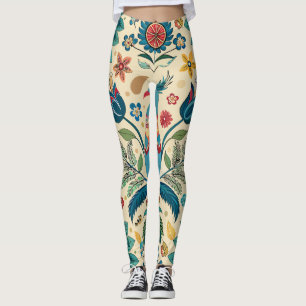 Peacock Fest Bloemen Aangepast Patroon Leggings