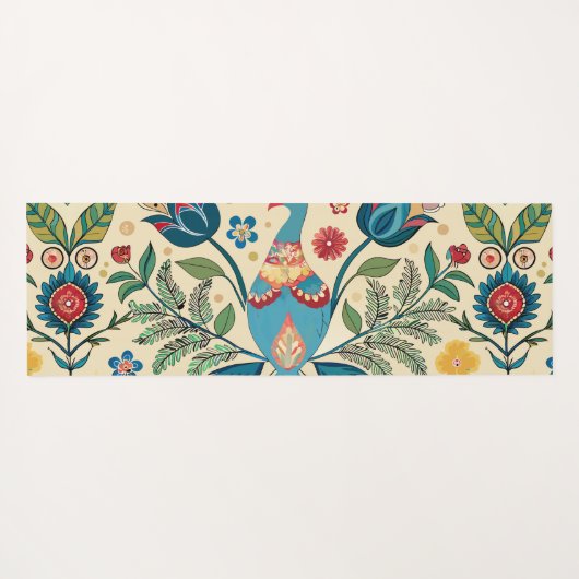 Peacock Fest Bloemen Aangepast Patroon Yogamat (Achterkant (horizontaal))