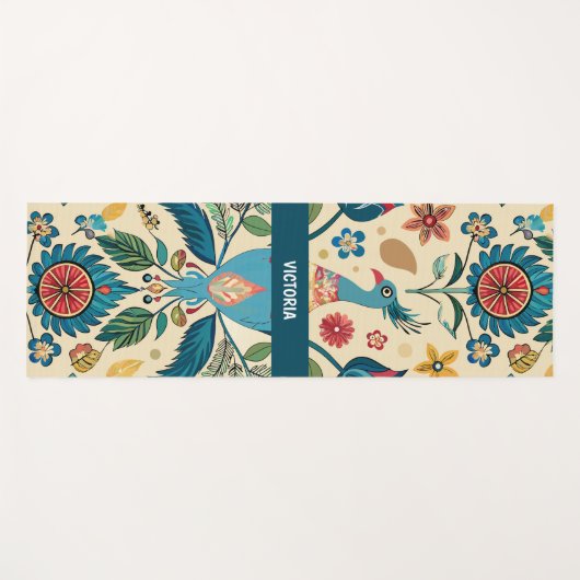 Peacock Fest Bloemen Aangepast Patroon Yogamat (Voorkant (horizontaal))