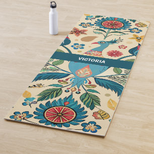 Peacock Fest Bloemen Aangepast Patroon Yogamat