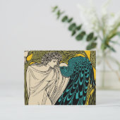 Peacock Fine Art Bird Nouveau Briefkaart (Staand voorkant)