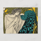 Peacock Fine Art Bird Nouveau Briefkaart (Voorkant)