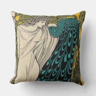 Peacock Fine Art Bird Nouveau Buitenkussen