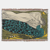 Peacock Fine Art Bird Nouveau Deken (Voorkant)