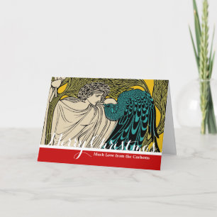 Peacock Fine Art Bird Nouveau Feestdagen Kaart