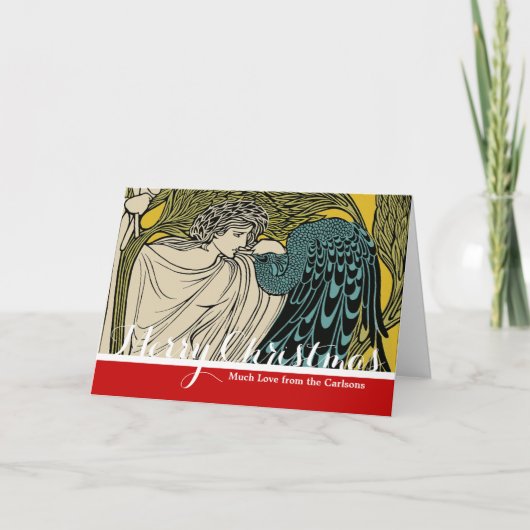 Peacock Fine Art Bird Nouveau Feestdagen Kaart (Voorkant)