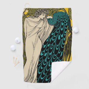 Peacock Fine Art Bird Nouveau Golfhanddoek