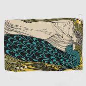 Peacock Fine Art Bird Nouveau Golfhanddoek (Horizontaal)