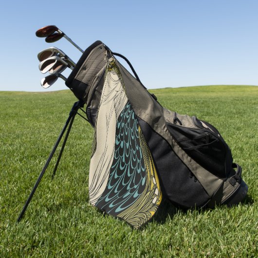 Peacock Fine Art Bird Nouveau Golfhanddoek (Groen)