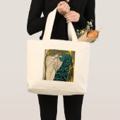 Peacock Fine Art Bird Nouveau Grote Tote Bag (Voorkant (product))