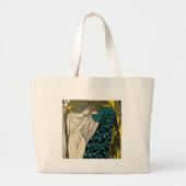 Peacock Fine Art Bird Nouveau Grote Tote Bag (Voorkant)