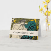 Peacock Fine Art Bird Nouveau Kaart (Gele Bloem)