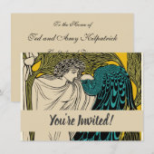 Peacock Fine Art Bird Nouveau Kaart (Voorkant / Achterkant)
