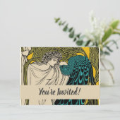 Peacock Fine Art Bird Nouveau Kaart (Staand voorkant)