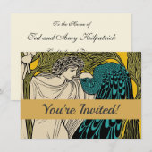 Peacock Fine Art Bird Nouveau Kaart (Voorkant / Achterkant)