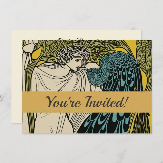 Peacock Fine Art Bird Nouveau Kaart (Voorkant / Achterkant)