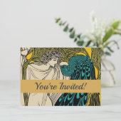 Peacock Fine Art Bird Nouveau Kaart (Staand voorkant)