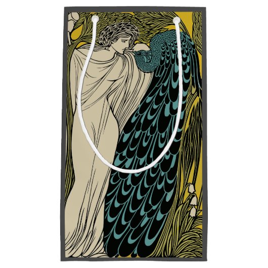 Peacock Fine Art Bird Nouveau Klein Cadeauzakje (Voorkant)
