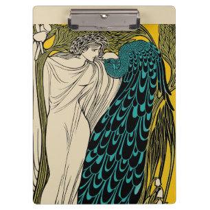 Peacock Fine Art Bird Nouveau Klembord