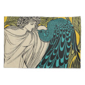 Peacock Fine Art Bird Nouveau Kussensloop (Achterkant)