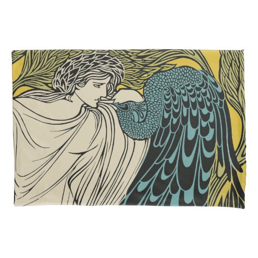 Peacock Fine Art Bird Nouveau Kussensloop (Voorkant)