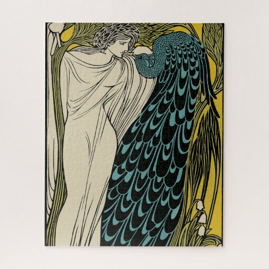 Peacock Fine Art Bird Nouveau Legpuzzel (Verticaal)