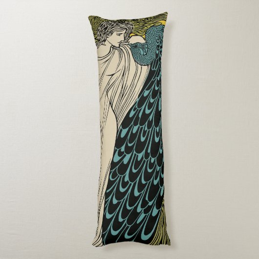 Peacock Fine Art Bird Nouveau Lichaamskussen (Achterkant (Verticaal))