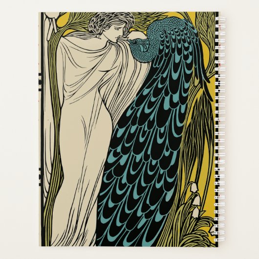 Peacock Fine Art Bird Nouveau Planner (Achterkant)