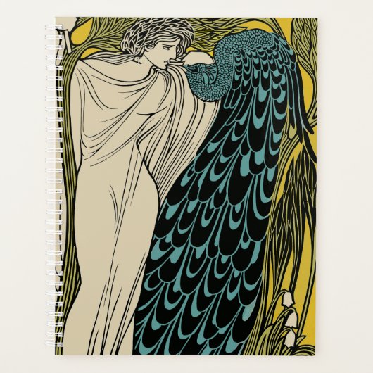 Peacock Fine Art Bird Nouveau Planner (Voorkant)
