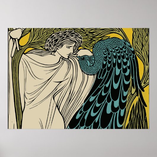 Peacock Fine Art Bird Nouveau Poster (Voorkant)