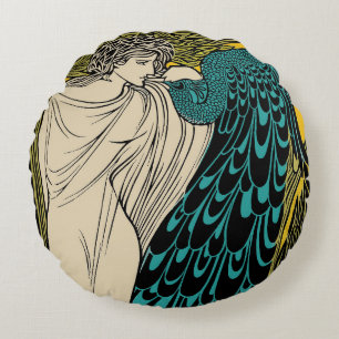 Peacock Fine Art Bird Nouveau Rond Kussen
