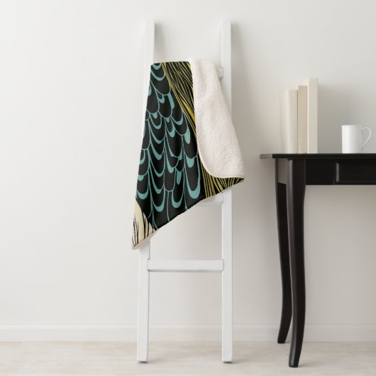 Peacock Fine Art Bird Nouveau Sherpa Deken (In situ)