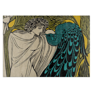 Peacock Fine Art Bird Nouveau Snijplank