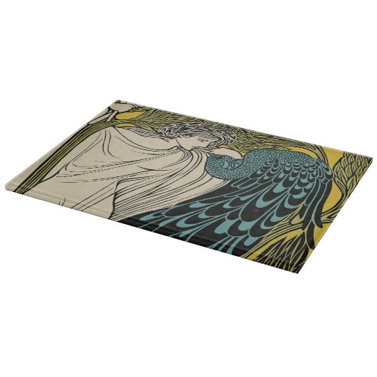 Peacock Fine Art Bird Nouveau Snijplank (Hoek)