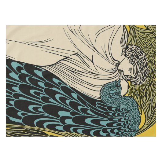 Peacock Fine Art Bird Nouveau Tafelkleed (Voorkant (Horizontaal))