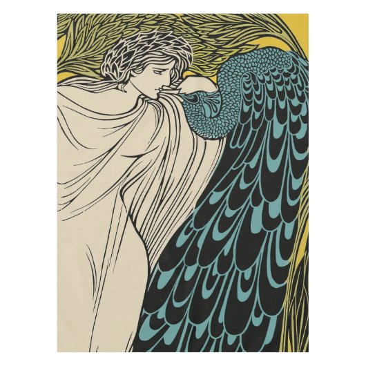 Peacock Fine Art Bird Nouveau Tafelkleed (Voorkant)