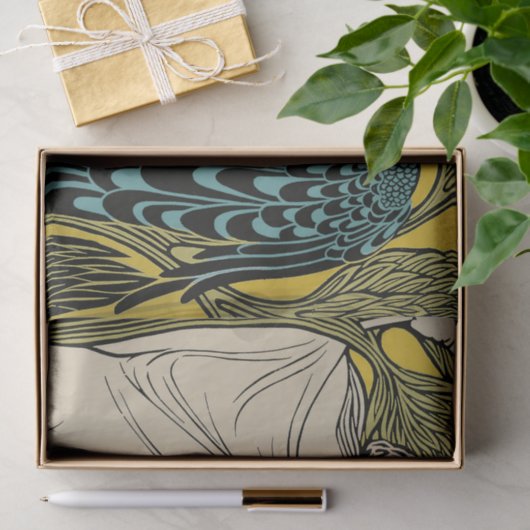 Peacock Fine Art Bird Nouveau Tissuepapier (Geschenk)
