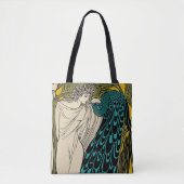 Peacock Fine Art Bird Nouveau Tote Bag (Voorkant)