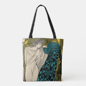 Peacock Fine Art Bird Nouveau Tote Bag (Achterkant)