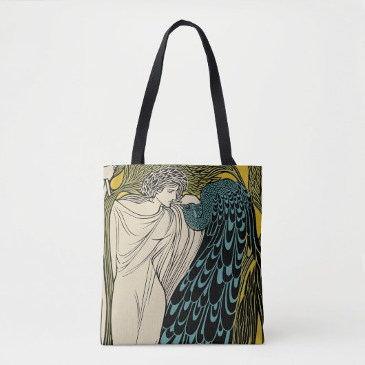 Peacock Fine Art Bird Nouveau Tote Bag (Voorkant)