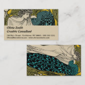 Peacock Fine Art Bird Nouveau Visitekaartje (Voorkant / Achterkant)