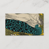Peacock Fine Art Bird Nouveau Visitekaartje (Achterkant)