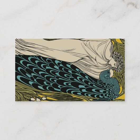 Peacock Fine Art Bird Nouveau Visitekaartje (Achterkant)
