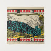 Peacock Fine Art Bird Nouveau Wandkleed (Voorkant (horizontaal))