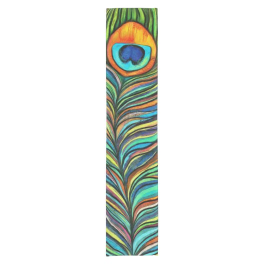 Peacock Firebird Feather Painting Korte Tafelloper (Voorkant)