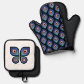 Peacock Flame (Pattern) Ovenwant & Pannenlap Set (Voorkant / Achterkant)