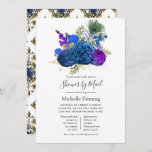 Peacock Floral Baby of Vrijgezellenfeest per post Kaart<br><div class="desc">Elegant  marine en koninklijk blauw roos over lange afstand baby of vrijgezellenfeest per post,  met accenten van paars in een barokeschok.</div>